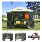 VEVOR Gazebo Pop Up, Tenda con Schermo Pop Up, Baldacchino su 6 Lati, Riparo da Sole 6 Panni Antivento Rimovibili Finestre in Rete, con Zanzariera ...