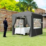 Pergola 2,5x2,5m, Grigio Scuro, Pop Up da Giardino con Protezione UV50+, Resistente alle Intemperie, Tenda Pieghevole per Campeggio ed Eventi