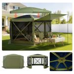 Gazebo pieghevole pop up VEVOR 3 x 3 m, 6 8 persone, 6 lati con tetto rimovibile, borsa per il trasporto, per campeggio in famiglia, giardino, verde | Leroy Merlin