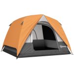 Outsunny Tenda Campeggio 3 Posti Impermeabile 2x2x1.35m Arancione | Aosom Italy