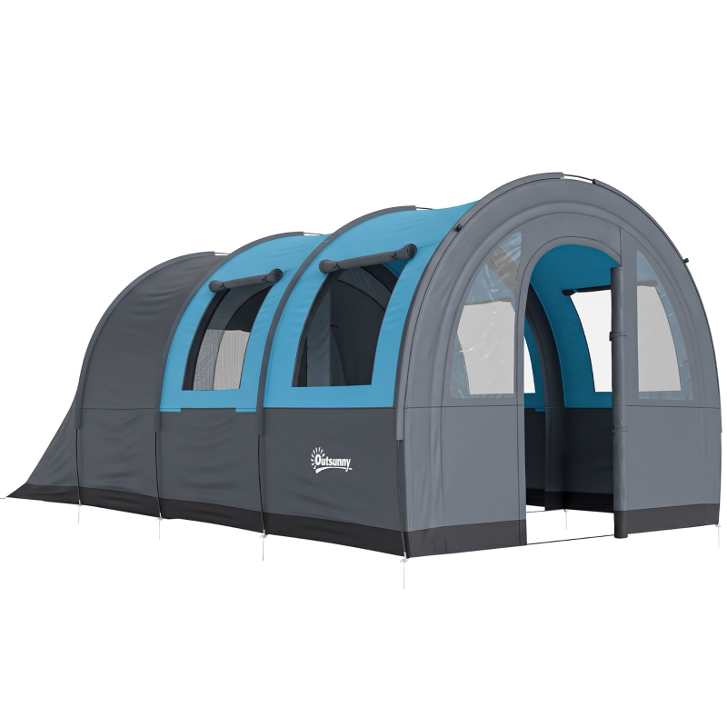tenda-campeggio-491pvh-1.jpg Outsunny Tenda da Campeggio 6 Posti Impermeabile Grigio e Blu | Aosom Italy - immagine 1