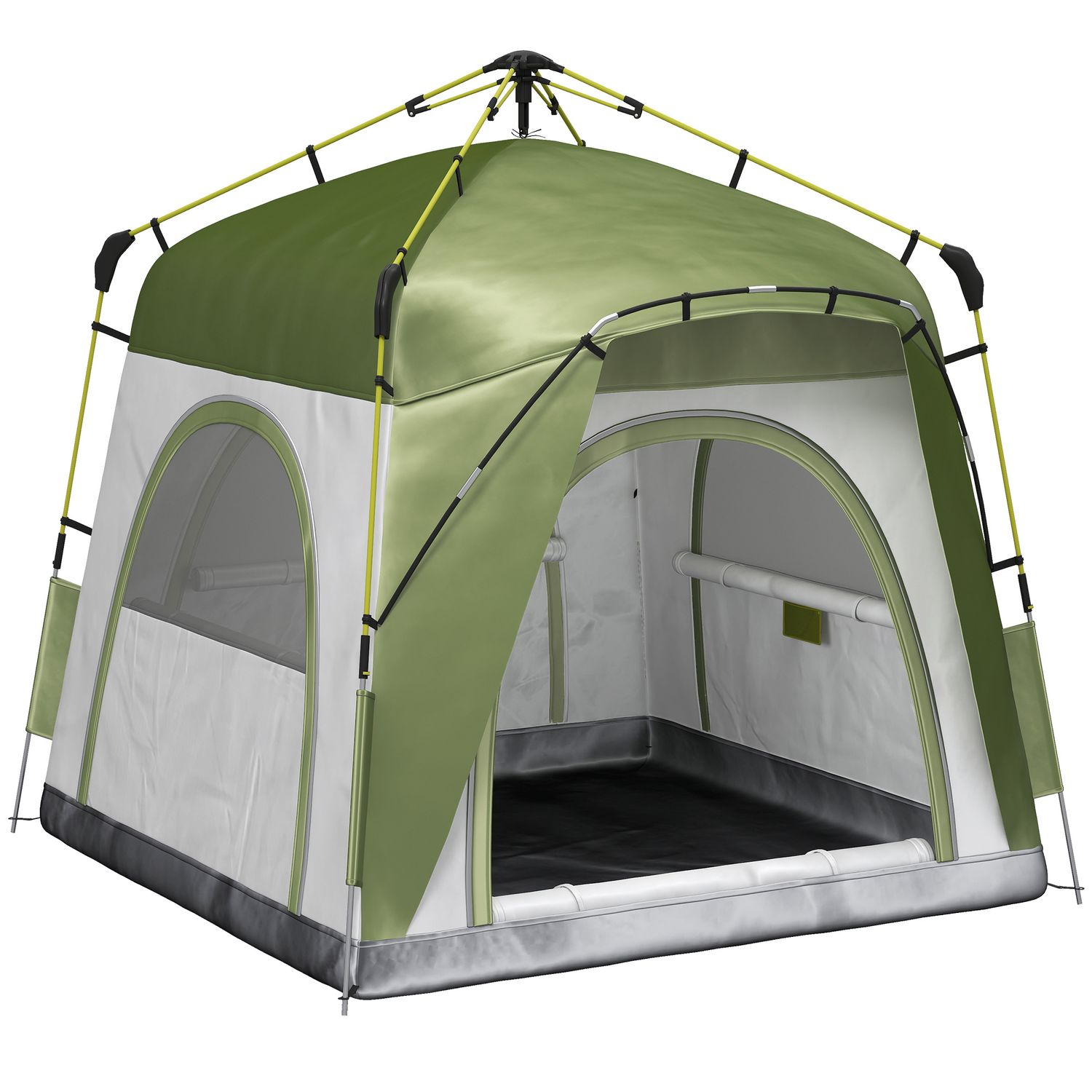 tenda-da-campeggio-2-posti-121tch-1.jpg Tenda da campeggio 2 posti pop up con porta a cerniera e 3 finestre, 240x240x199 cm, verde Toys Center - immagine 1