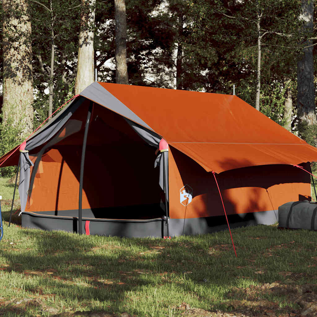 tenda-da-campeggio-2-posti-476bsl-1.jpg vidaXL Tenda da Campeggio 2 Persone Grigio e Arancione Impermeabile - immagine 1