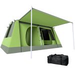 Tenda da campeggio per 4 persone con zanzariera, gancio e borsa per il trasporto, resistente ai raggi UV, 405 x 305 x 225 cm, verde.