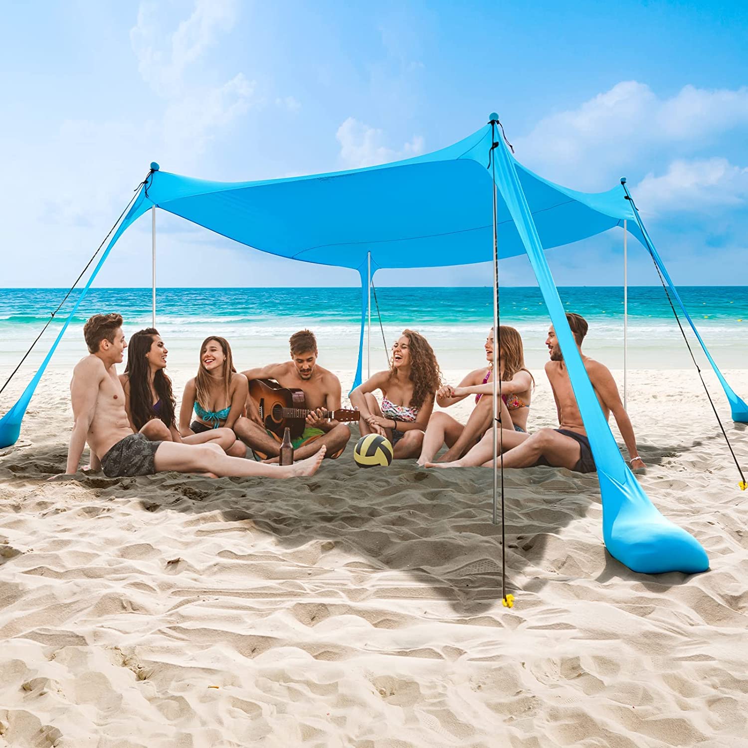 tenda-da-spiaggia-419mfa-1.jpg COMMOUDS Tenda da Spiaggia, Parasole 2,1m x 2,1m, Ombrellone Portatile Anti Sole con 4 aste, Facile da Montare e Adatto per Famiglie, Campeggio, Pesca : Amazon.it: Sport e tempo libero - immagine 1