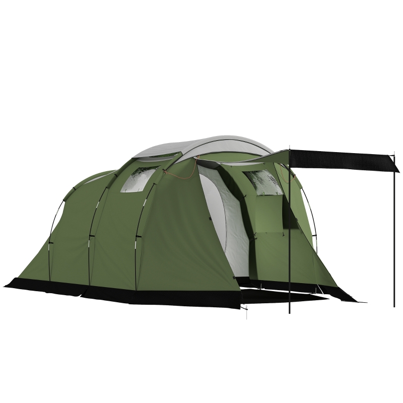 tenda-familiare-134ozz-1.jpg Outsunny Tenda da campeggio per 3 4 persone, stabile, impermeabile 3000 mm, tenda familiare con cabina notte, anticamera e soggiorno, Verde | Aosom Italy - immagine 1