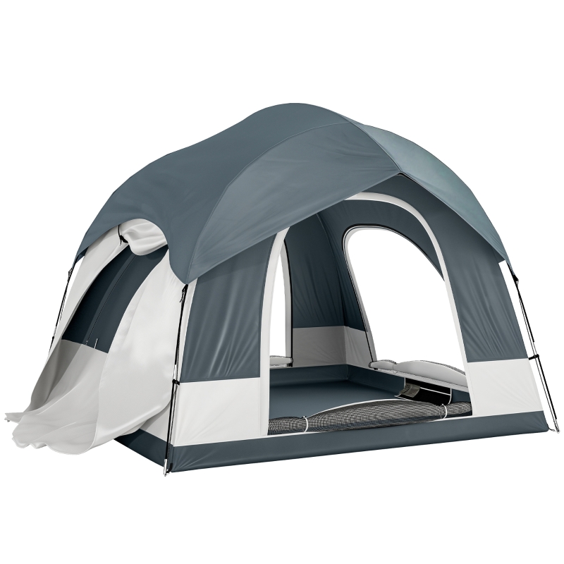 tenda-familiare-165dpc-1.jpg Outsunny Tenda da campeggio per 2 4 persone impermeabile tenda familiare con 3 porte tettuccio antipioggia rimovibile telo di base borsa da trasporto Blu scuro | Aosom Italy - immagine 1