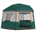 Tenda da campeggio per 4 6 persone, stabile tenda familiare impermeabile 3000 mm con telo superiore rimovibile, protezione UV30+, verde