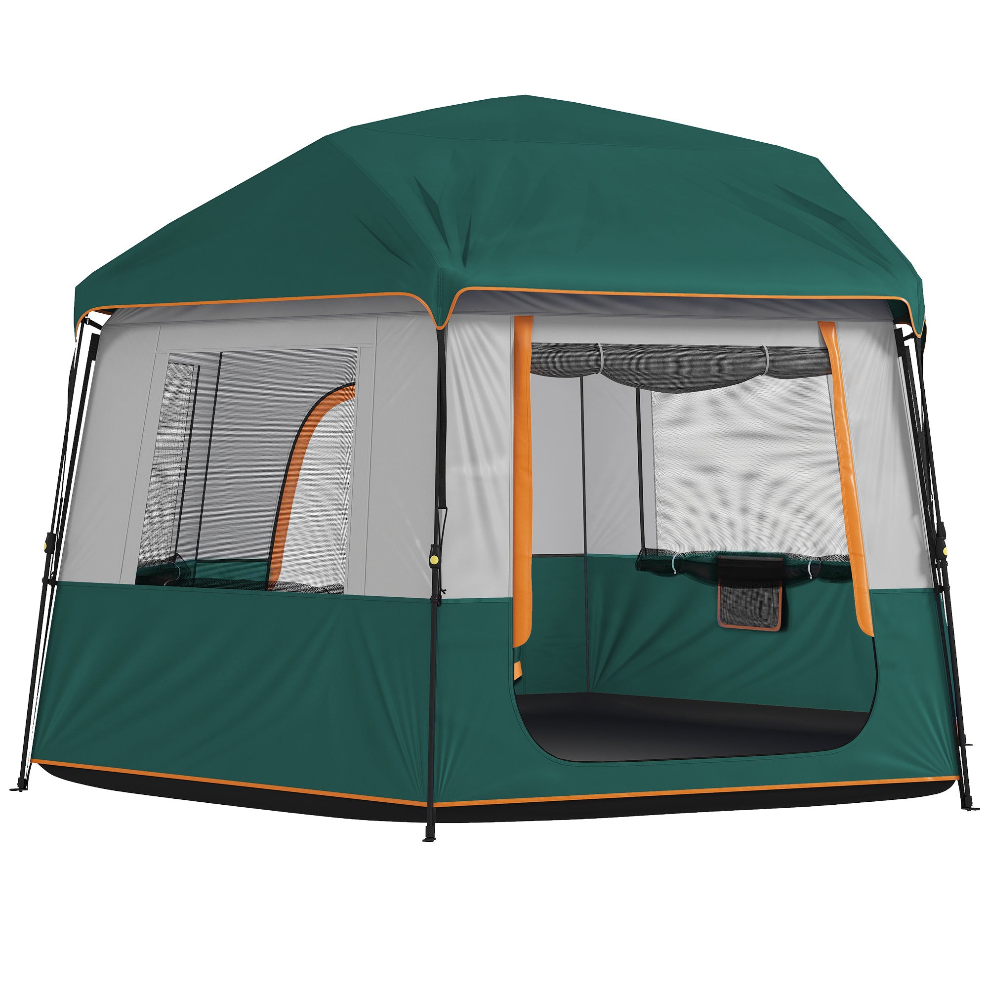 tenda-familiare-539sor-1.jpg Tenda da campeggio per 4 6 persone, stabile tenda familiare impermeabile 3000 mm con telo superiore rimovibile, protezione UV30+, verde - immagine 1