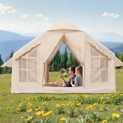 tenda-gonfiabile-6-posti-105nqi-1.jpg VEVOR Tende Gonfiabili per Campeggio, Tenda Gonfiabile per 4 6 Persone con Pompa a Mano, Tenda da Glamping 300D Oxford 4 Stagioni con Jack per Stufa, ... - immagine 1