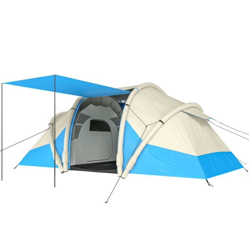 tenda-gonfiabile-da-campeggio-021sqf-1.jpg Outsunny Tenda da Campeggio Gonfiabile con 2 Camere, Blu | Aosom Italy - immagine 1