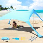 Cuupo Tenda da spiaggia pop up in lycra, da 2 x 2,1 m, con SPF 50, parasole per esterni e giardini, anti vento, con paletti stabilizzatori, per cortili, di colore blu marino : Amazon.it: