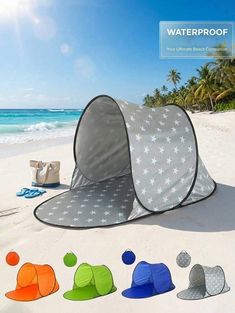 tenda-parasole-spiaggia-089oir-1.jpg Tenda da spiaggia ad apertura rapida, tenda parasole con protezione solare, padiglione da spiaggia leggero, riparo solare per avventure all'aperto, accessorio essenziale per la spiaggia in famiglia, attrezzatura da campeggio per festival - immagine 1