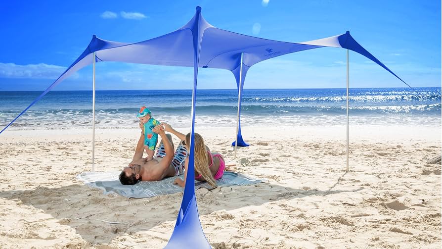 tenda-parasole-spiaggia-756kdr-1.jpg SUN NINJA Tenda da Spiaggia Portatile Tenda da Sole per Mare Parasole Pop Up Grande per Campeggio e Picnic Protezione UV UPF 50+ Borsa e ... - immagine 1