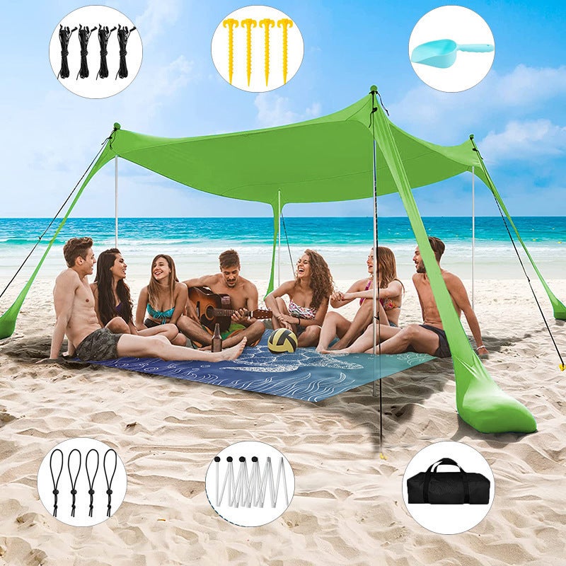 tenda-per-la-spiaggia-769vzv-1.jpg Tenda da spiaggia 200*210*150CM, tenda da spiaggia portatile con 2 pali in alluminio, pala per sabbia e borsa per il trasporto | Leroy Merlin - immagine 1