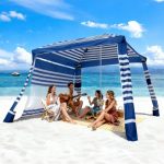 VEVOR Tenda da Spiaggia per Esterno 2438 x 2438 mm con Parete Laterale, Facile da Montare con Tasche per la Sabbia, Ombrellone Parasole Portatile ...