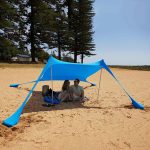 Tenda da spiaggia pieghevole con 2 pali e 1 borsa per il trasporto, ideale per spiaggia, campeggio e attività all'aperto (blu), 200 x 160 x 150 cm