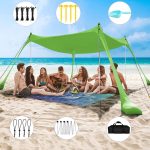Tenda da spiaggia 200*210*150CM, tenda da spiaggia portatile con 2 pali in alluminio, pala per sabbia e borsa per il trasporto | Leroy Merlin