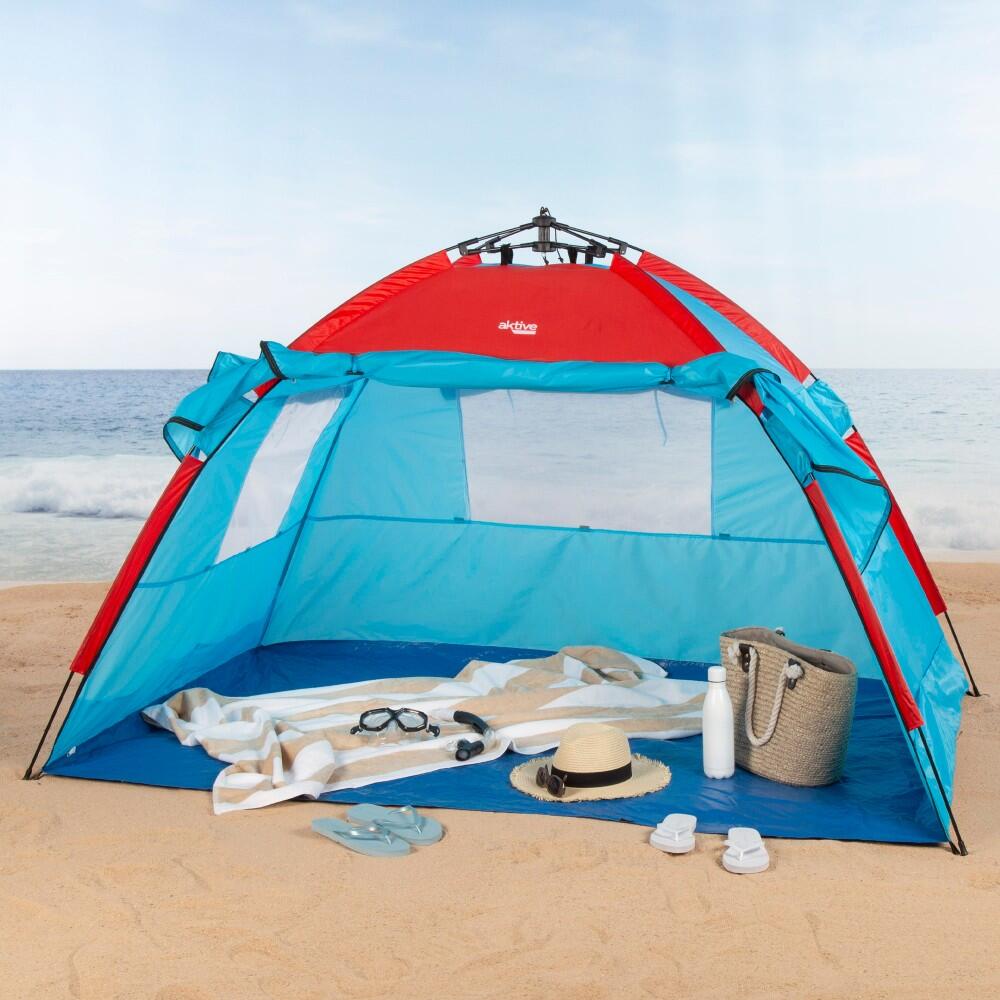 tenda-spiaggia-decathlon-593yjs-1.jpg Aktive Tenda da vento e da spiaggia per 4 persone, pavimento, porta e finestre - immagine 1