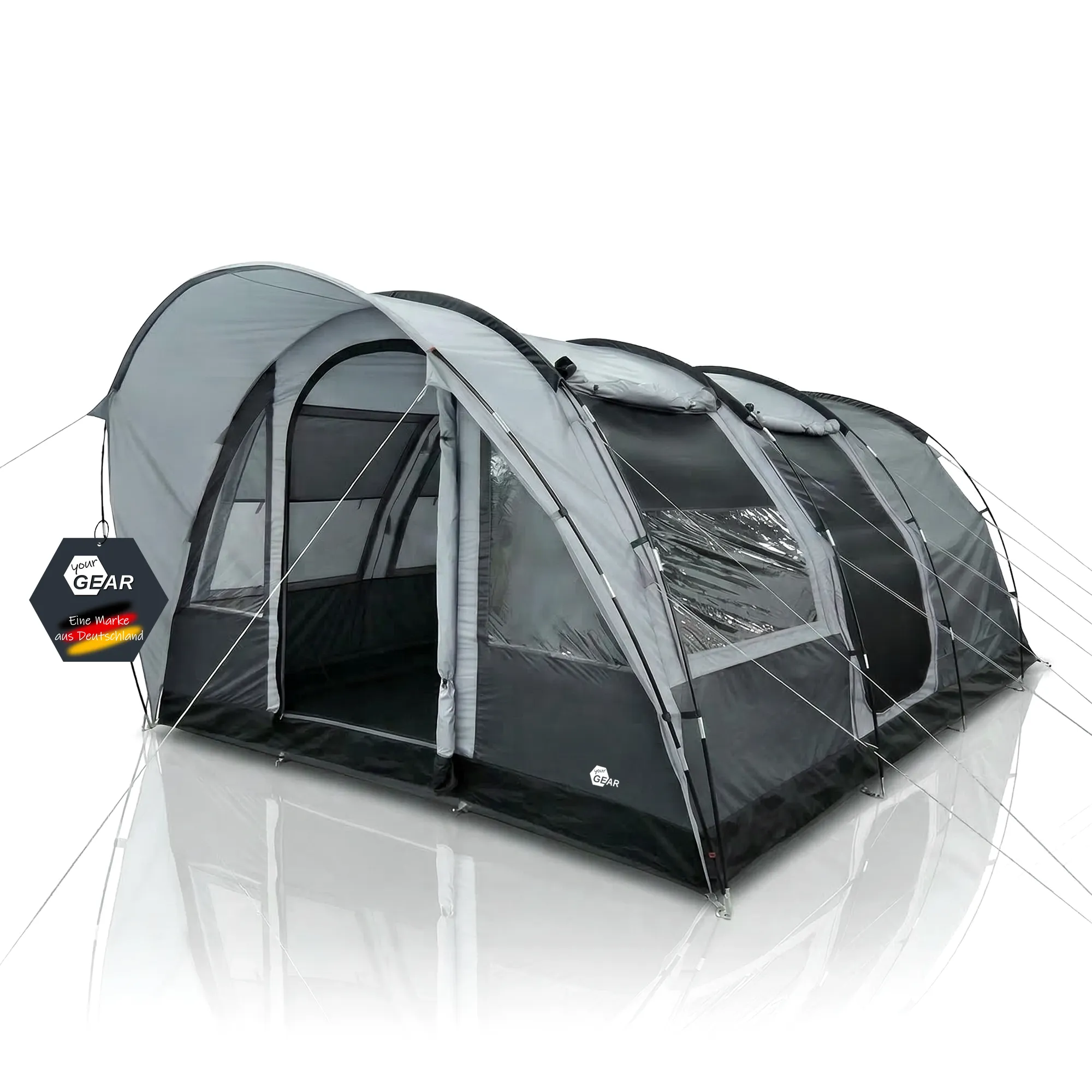 tenda-tunnel-045jsr.webp your GEAR Tenda Bora 5 Persone Tenda tunnel, altezza uomo, catino, 5000 mm, veranda, grigio - immagine 1
