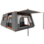 Outsunny Tenda da Campeggio 4 6 Posti 2 Stanze e Veranda Grigio | Aosom Italy