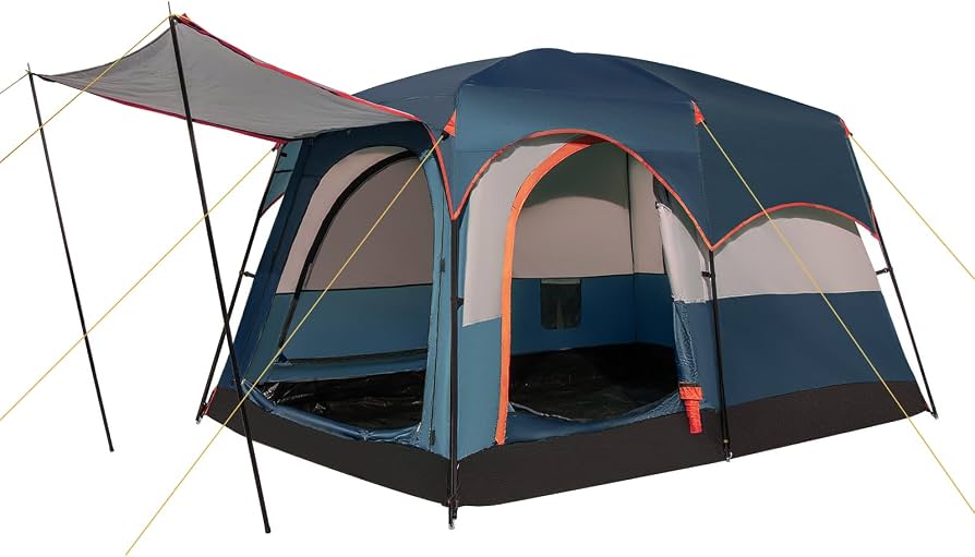 tende-tunnel-004ufz-1.jpg HOMASIS Tenda a Tunnel per 4 6 Persone con 2 Divisori e 3 Ingressi, Tende con Avancorridoio e Tappetino, Tenda Familiare con Borsa per il Trasporto per Campeggio, Trekking e Escursioni (Blu) : - immagine 1